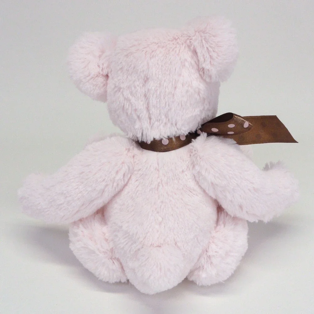 Bearington Baby Collection Teddy Bear Plush Pink Jointed Brown Polka Dot Bow 10